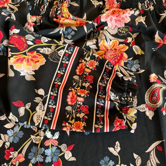 Ann Taylor Loft Floral Blouse Smocked Boho Size Large Read Description - Picture 5 of 9